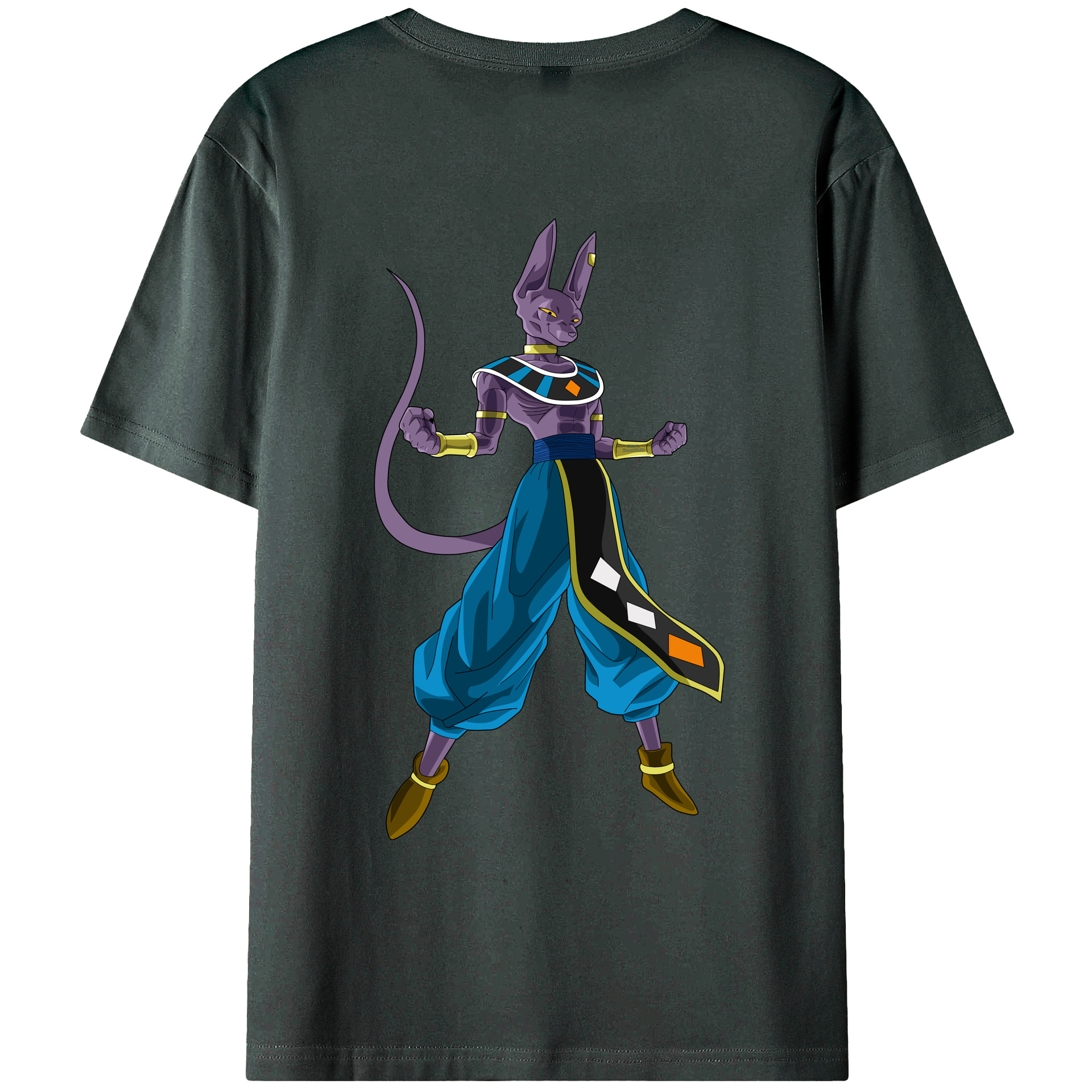 （画像用） ドラゴンボール ビルス 破壊神ビルス DRAGON BALL Beerus Birusu 綿100％ メンズ半袖Tシャツ（バックプリント） 通気性